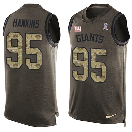 Men's Limited Johnathan Hankins Nike Jersey Green - #95 Salute to Service Tank Top NFL New York Giants